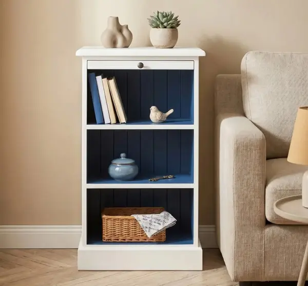 Etajera cu 3 rafturi cu finisaj Signal White / Dark Blue