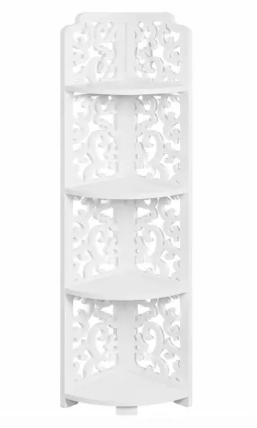 Etajera de colt decorativa cu 4 polite design floral decupat Alb 120 x 23 cm