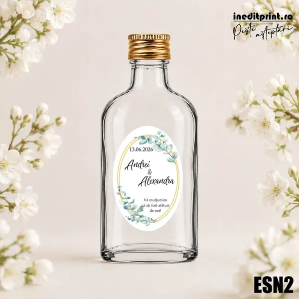 Eticheta personalizata pentru sticla de nunta ESN2 5x7.5cm-Oval