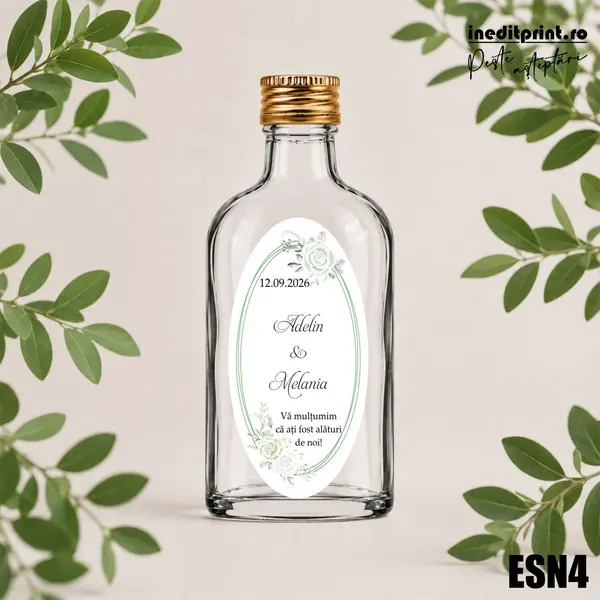 Eticheta personalizata pentru sticla de nunta ESN4 5x10cm-Oval