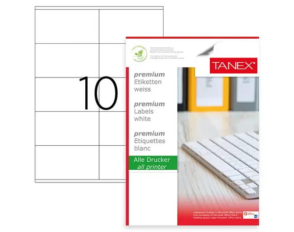 Etichete autoadezive 10/A4 105 x 57 mm 100 coli/top Tanex Etichete autoadezive 10/A4 105 x 57 mm 100 coli/top Tanex
