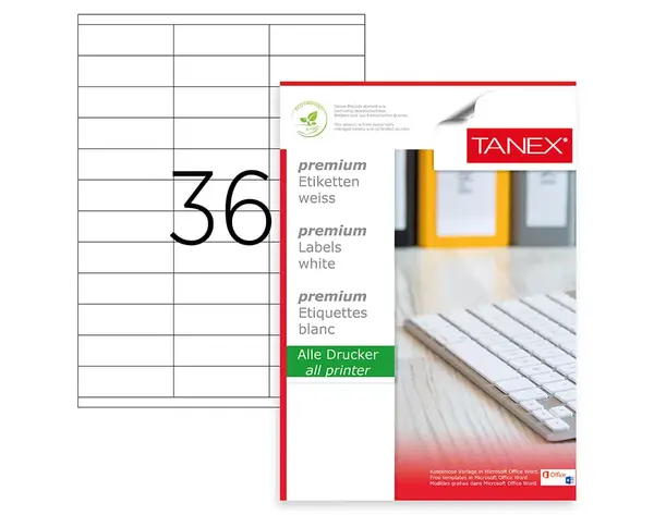 Etichete autoadezive 36/A4 70 x 23 mm 100 coli/top Tanex Etichete autoadezive 36/A4 70 x 23 mm 100 coli/top Tanex