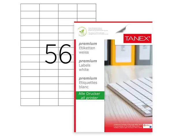 Etichete autoadezive 56/A4 52.5 x 21.2 mm 100 coli/top Tanex Etichete autoadezive 56/A4 52.5 x 21.2 mm 100 coli/top Tanex