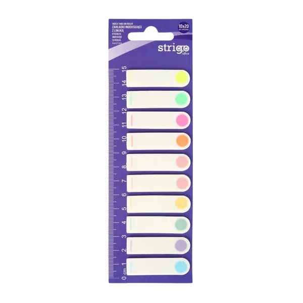 Etichete Indexare cu rigla 10A 20 file, 10 culori Pastel, 44x12mm