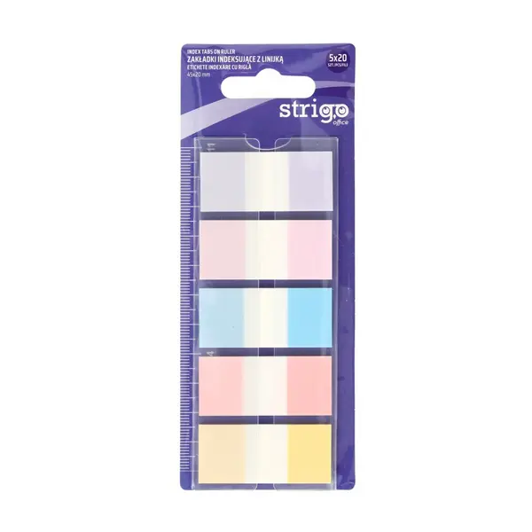 Etichete Indexare Strigo cu Rigla, 5 20 File, 45 20 mm, Pastel
