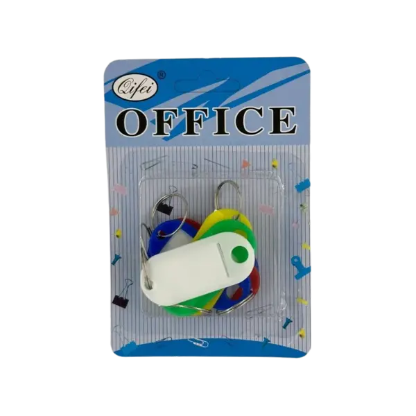 Etichete pentru chei Office Cover P-054, plastic, diverse culori, set 6 bucati