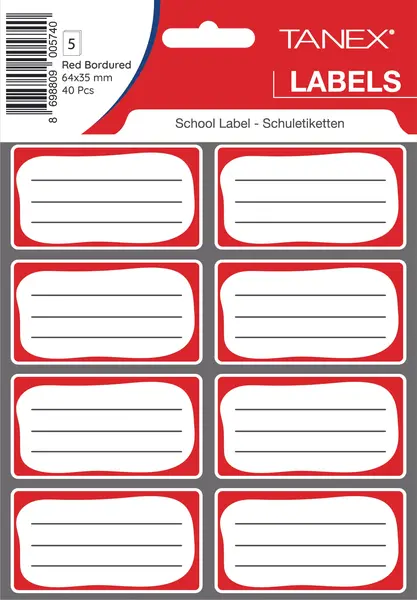Etichete scolare 40/set rosii Tanex Etichete scolare 40/set rosii Tanex