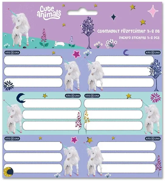 Etichete școlare Ars Una Cute Animals - Unicorn, 18 buc.