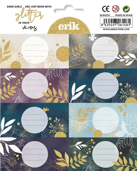 Etichete școlare Grupo Erik - Glitter, 16 buc.