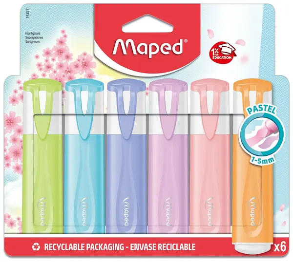 Etichete text Maped Fluo Peps - Classic Pastel, 6 culori
