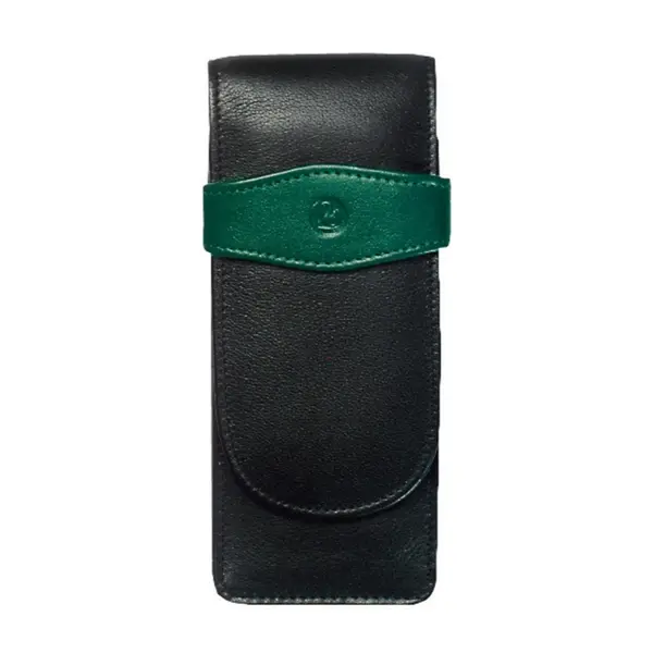 Etui din piele, pentru 3 instrumente de scris, negru-verde, TG32, Pelikan