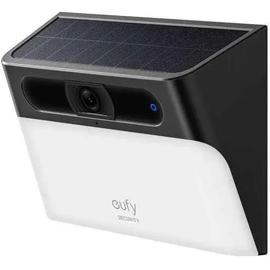 eufy Aplica de perete pentru exterior eufy S120 Solar, Wireless, Camera 2K, AI, IP65, cu Reflector, Negru