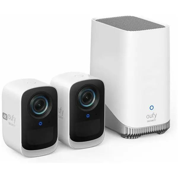 eufy Kit supraveghere video eufy eufyCam 3C S300, Homebase 3 + 2 camere, 4K Ultra HD, BionicMind, Autonomie 180 zile