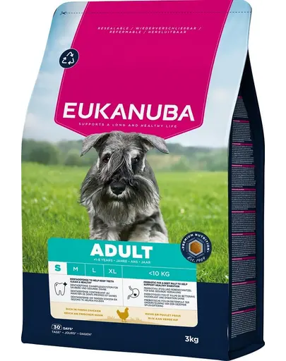 EUKANUBA Adult Small Breeds Chicken 3 kg hrană câini rase mici bogată în pui proaspăt