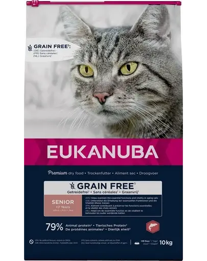 EUKANUBA Grain Free Senior 10 kg Hrana pisici senioare, cu somon
