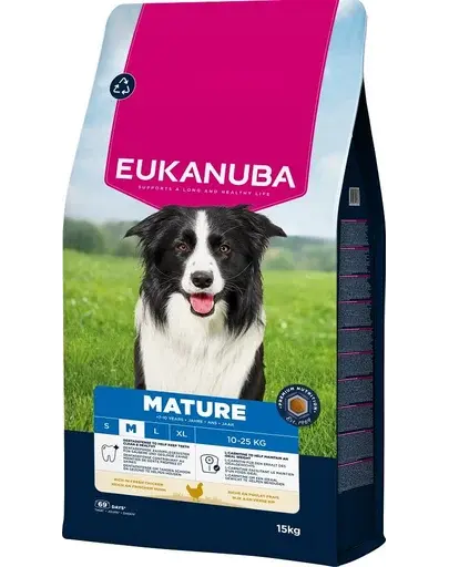 EUKANUBA Mature Medium Breeds Chicken 15 kg hrană câini maturi rase medii, bogată în pui proaspăt
