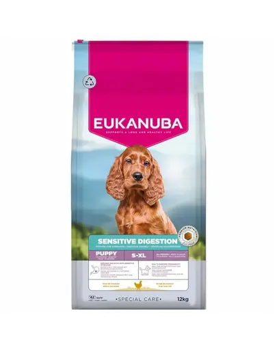 EUKANUBA Special Care Puppies cu Digestie Sensibilă 12 kg hrană uscată pentru căței cu sistem digestiv sensibil