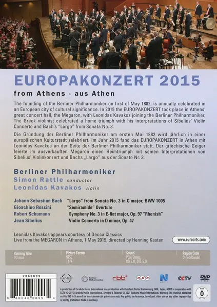 Europakonzert - Athen 2015 (DVD) | Berliner Philharmoniker, Leonidas Kavakos, Simon Rattle
