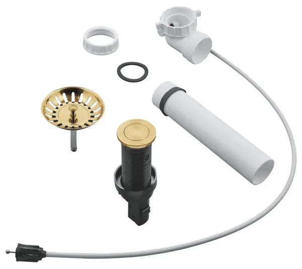 Evacuare automata Grohe, buton push, sita, mat, auriu, 40986GN0