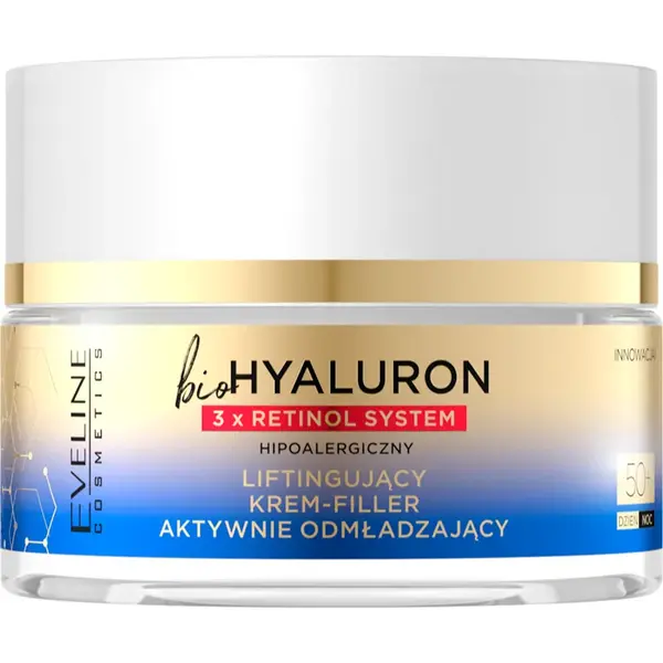 Eveline Cosmetics Bio Hyaluron 3x Retinol System crema lifting de zi si de noapte 50+ 50 ml