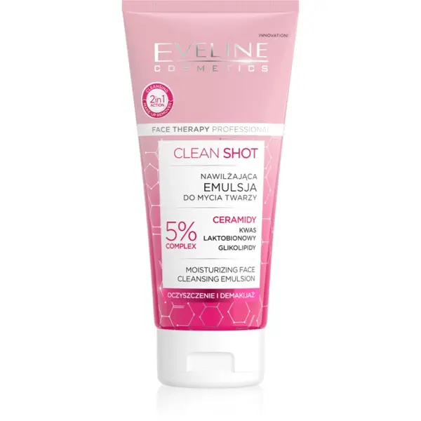 Eveline Cosmetics Clean Shot 5% Ceramidy Complex Lotiune pentru curatare intens hidratanta 150 ml