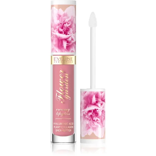 Eveline Cosmetics Flower Garden luciu de buze cremos cu acid hialuronic culoare 01 Delicate Rose 4.5 ml