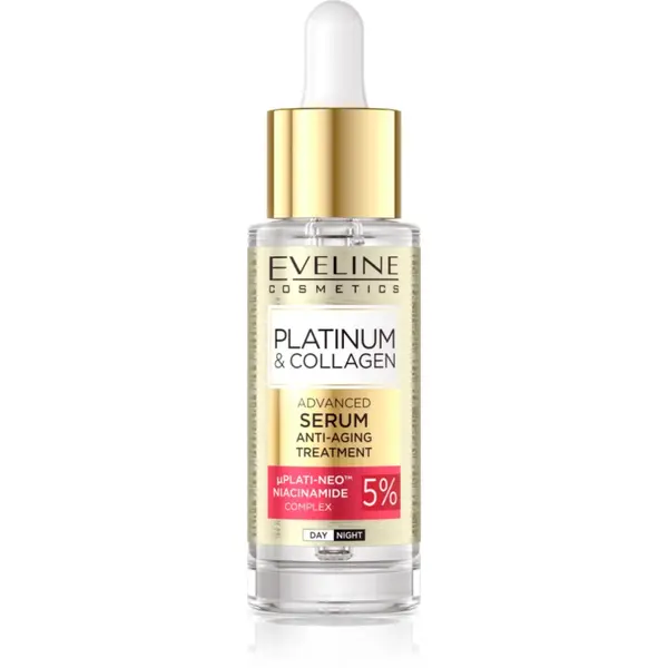Eveline Cosmetics Platinum & Collagen Advanced Facial Serum Anti-Aging Treatment ser pentru contur cu colagen 30 ml