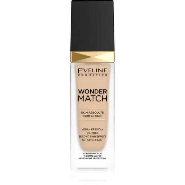 Eveline Cosmetics Wonder Match fard lichid de lunga durata cu acid hialuronic culoare 10 Light Vanilla 30 ml