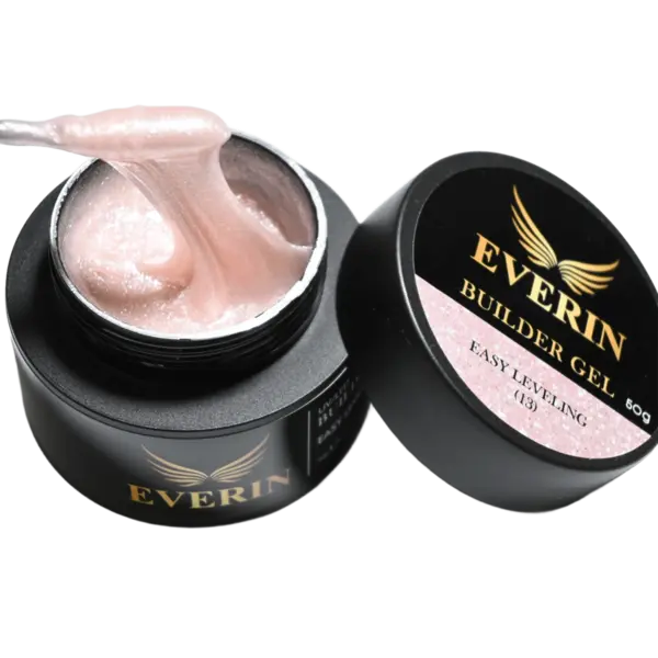 Everin Builder Gel Easy Leveling 13 – Gel Construcție Autonivelant 50g (Crystal Rose Shimmer)