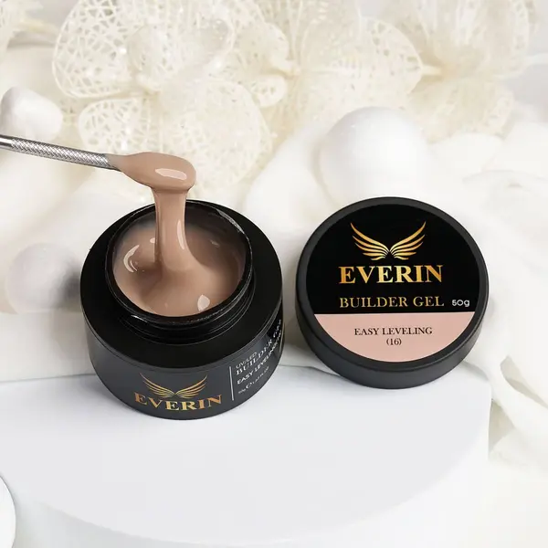 Everin Builder Gel Easy Leveling 16 – Gel Construcție Autonivelant 50g (Milky Mocha Nude)