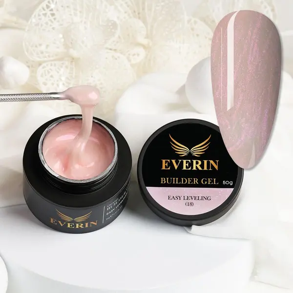 Everin Builder Gel Easy Leveling 18 – Gel Construcție Autonivelant 50g (Soft Shimmer Pink Nude)