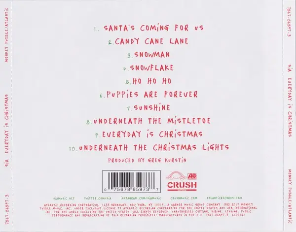 Everyday is Christmas | Sia