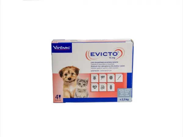 Evicto caini si pisici 15mg 2,5 kg x 4 pipete