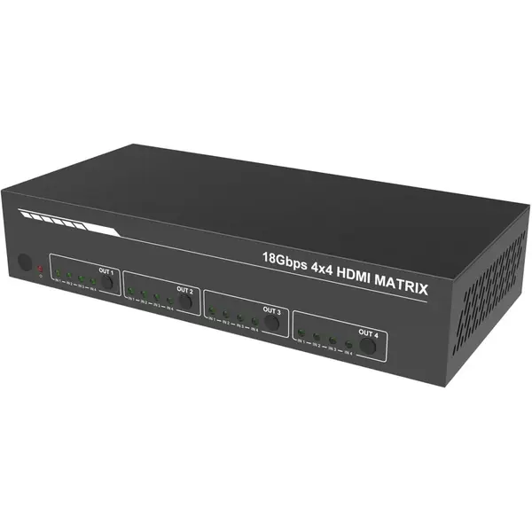 EVOCONNECT Matrix Switcher HDMI 2.0 4x4 cu Audio Extract, cu telecomanda