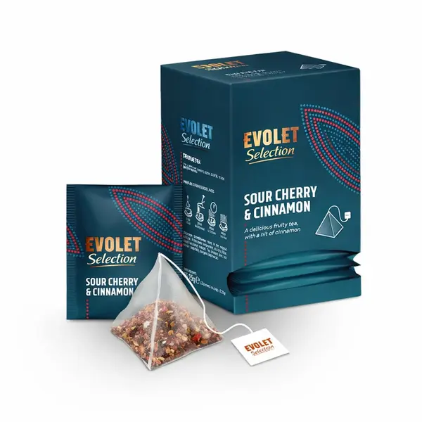 Evolet Selection Sour Cherry Cinnamon ceai piramida 25 buc