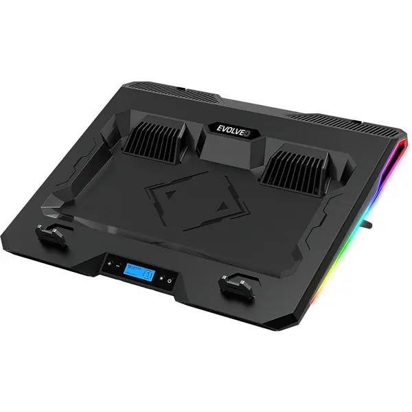 Evolveo Cooler laptop Evolveo Ania 10 RGB, 2 ventilatoare, backlight, Negru