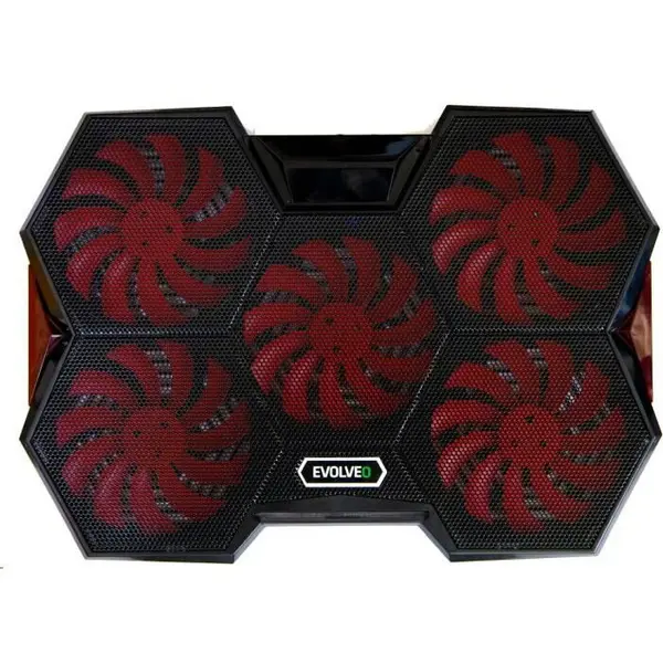 Evolveo Cooler laptop gaming Evolveo Ania 14 - 11 - 17,3, USB, 5 Ventilatoare, Controlul vitezei ventilatorului, RED Iluminare, Negru