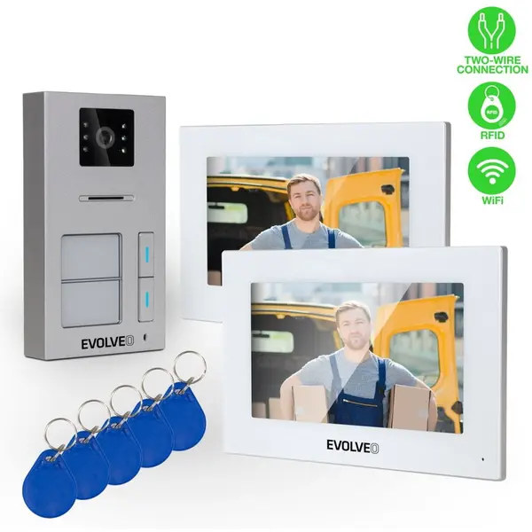 Evolveo Interfon video EVOLVEO DoorPhone AP2-2, cu fir pentru doua apartamente cu aplicatie, Alb