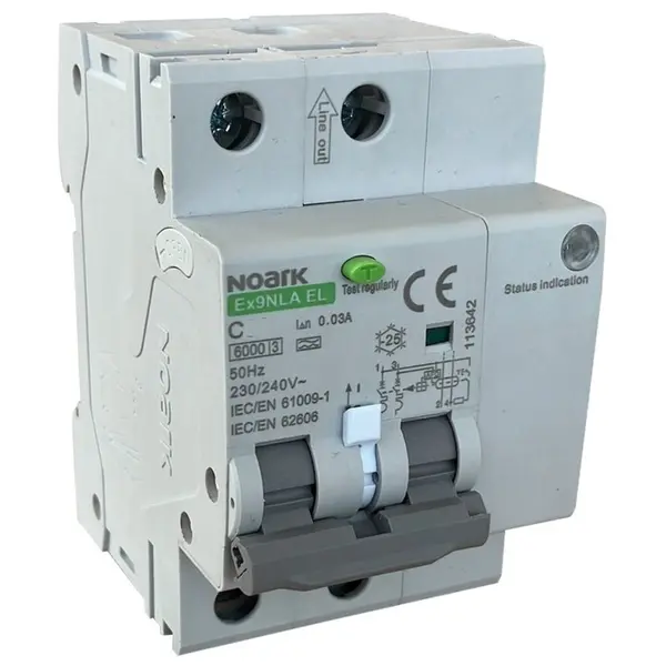 Ex9NLA EL 2P C16 A 30mA RCBO cu detectie a arcului electric (AFDD), electronic Noark 113639