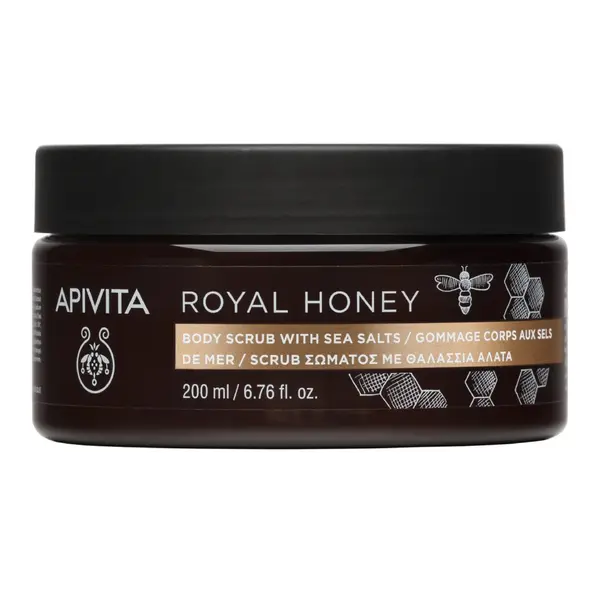 Exfoliant pentru corp cu uleiuri esentiale Royal Honey, 200 ml, Apivita