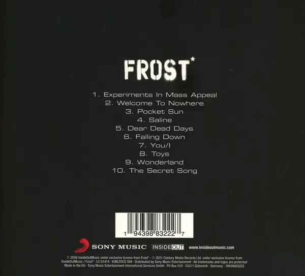 Experiments In Mass Appeal (Digipak) | Frost