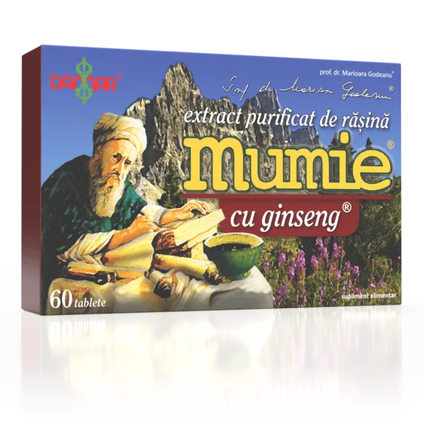 Extract purificat de rasina Mumie cu Ginseng, 60 tablete, Damar