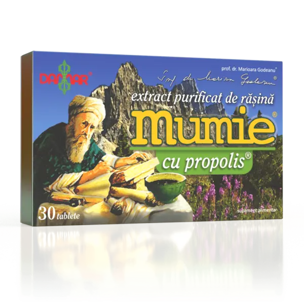 Extract purificat de rasina Mumie cu Propolis, 60 tablete, Damar