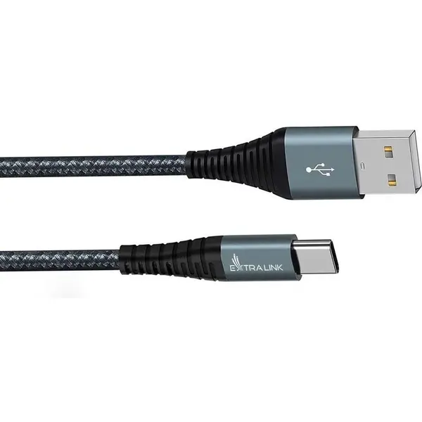 EXTRALINK Cablu Extralink Smart Life 15W, USB-A - USB-C, 120cm, impletitura de nailon, 5V 2.4A/3A, negru