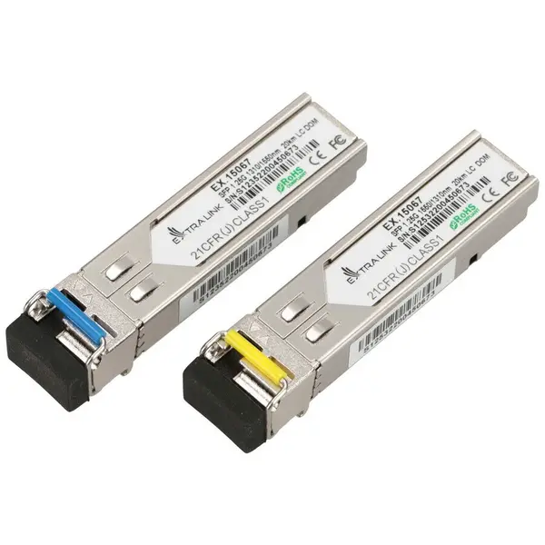 EXTRALINK Modul SFP Extralink SFP WDM 1.25G 1310/1550nm | Mod unic, 20km, LC, DOM, Pereche, dedicat pentru HP/Aruba