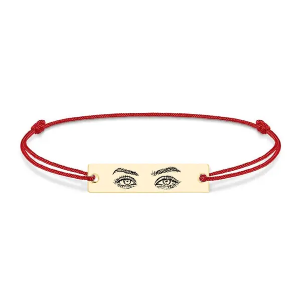 Eyes - Bratara personalizata cu fotografia ochilor si tablita cu snur din argint 925 placat cu aur galben 24K