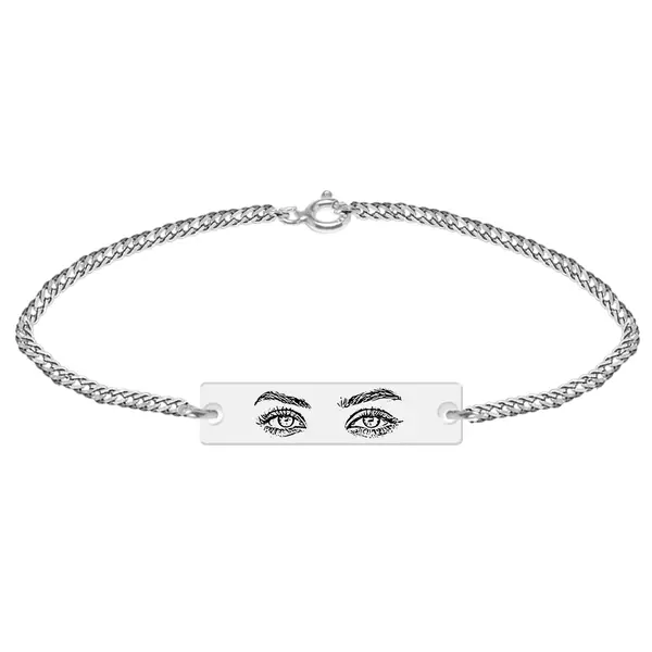 Eyes - Bratara personalizata cu fotografia ochilor si tablita din argint 925 - Lant Curb 3mm