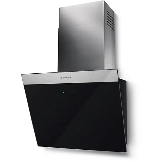 Faber Hota decorativa, tangetiala, Faber, DAISY EG6 LED BK A55, 55 cm, 550 m3h, 70 dB, 1 motor, clasa C, touch, Led, fitru aluminiu, negru-inox, 330.0529.561