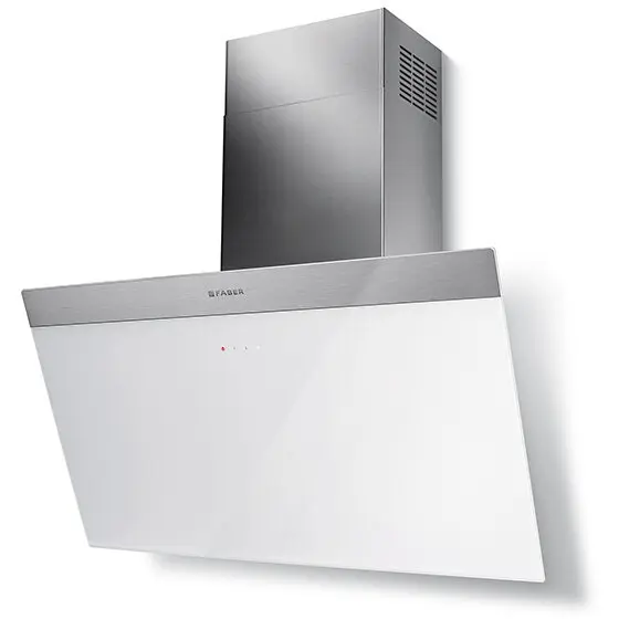 Faber Hota decorativa, tangetiala, Faber, DAISY EG6 LED WH A55, 55 cm, 550 m3h, 70 dB, 1 motor, clasa C, touch, Led, fitru aluminiu, alb-inox, 330.0529.563