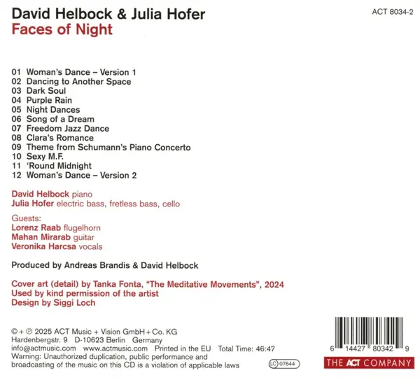 Faces Of Night | David Helbock, Julia Hofer